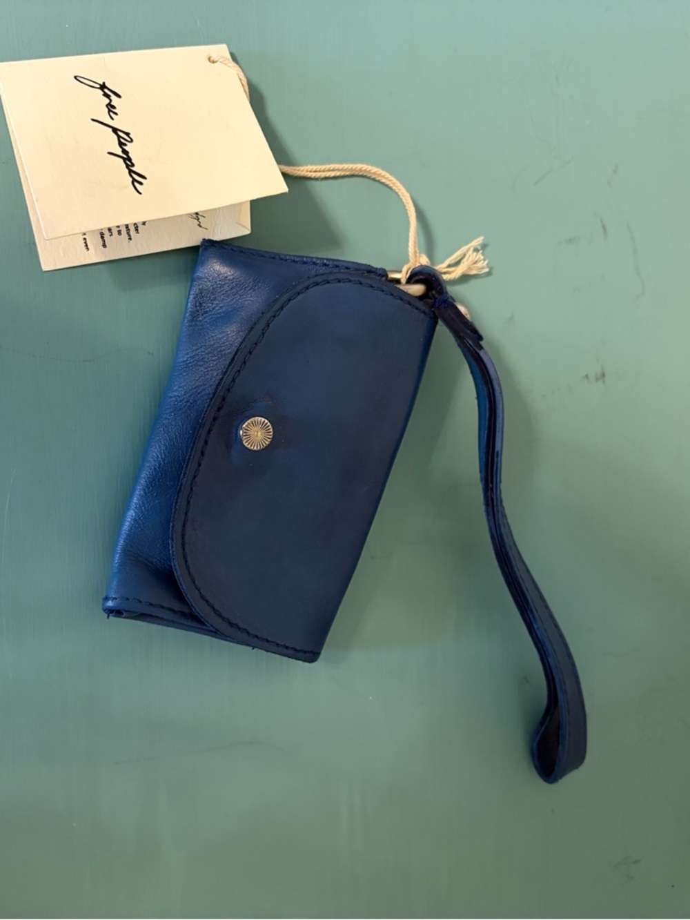 Free People Navy Blue Leather key pouch